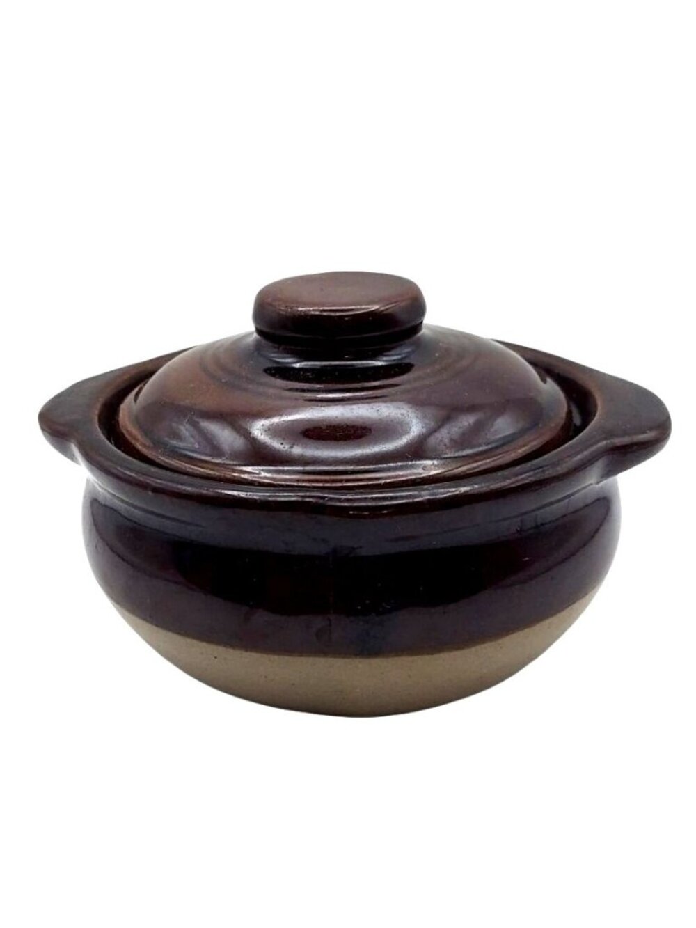 Western Stoneware Soup Bowl Covered Monmouth Pottery Maple Leaf Drip Glaze USA